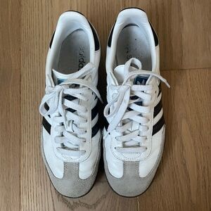 Adidas White and Black Striped Sambas